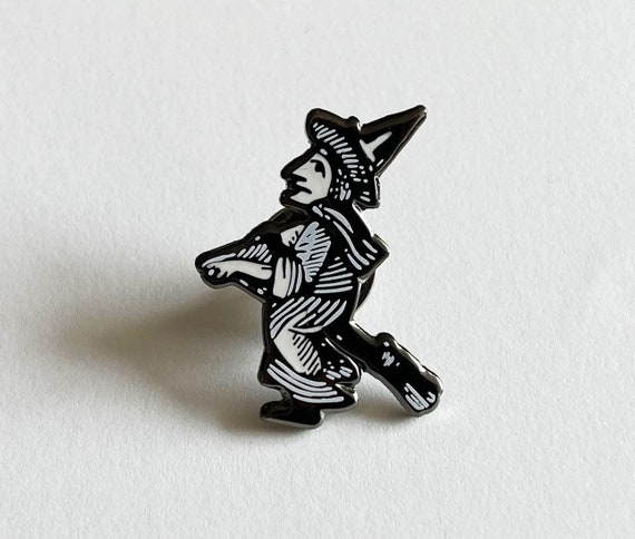 Enamel Witch on Broom Lapel Pin