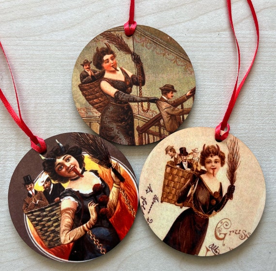 Lady Krampus Tree Decorations - double sided