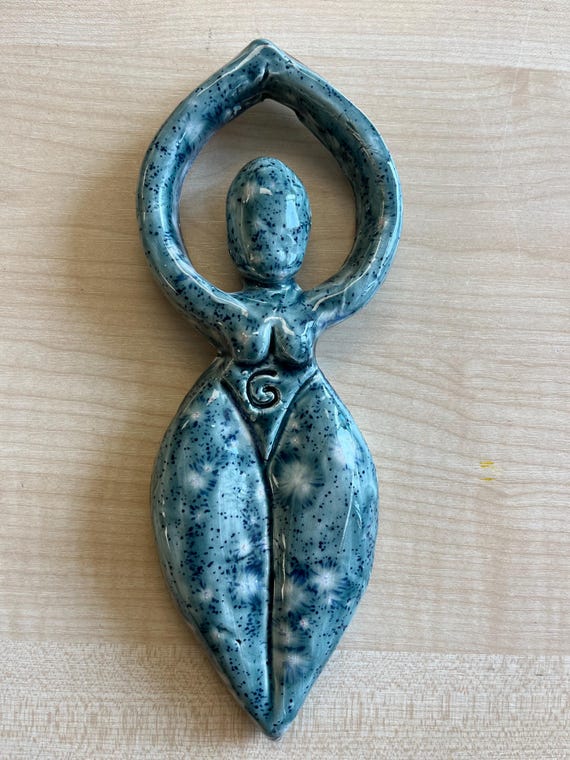 Goddess wall plaque mottled green