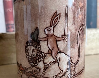 Medieval Duelling Rabbit on Lion and Snail/man Mug