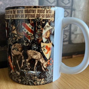 Quest for the Holy Grail Mug verdure with deer and shields tapestry by William Morris image 5