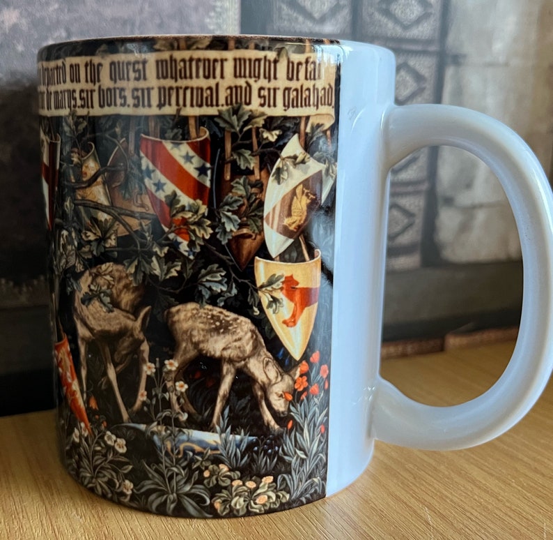 Quest for the Holy Grail Mug verdure with deer and shields tapestry by William Morris image 5