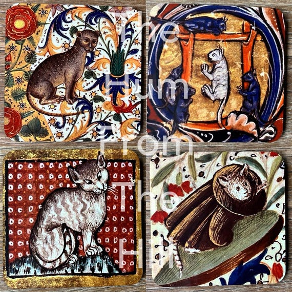 Medieval Cat Coasters - Set 2
