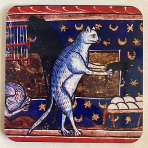 Medieval Cat coasters set of 4 image 5