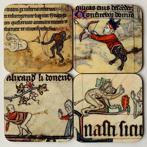 Medieval Butt Trumpet coasters - set of 4
