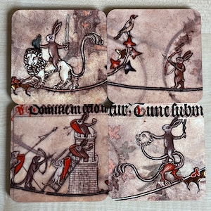 Battle Bunny coasters - set of 4