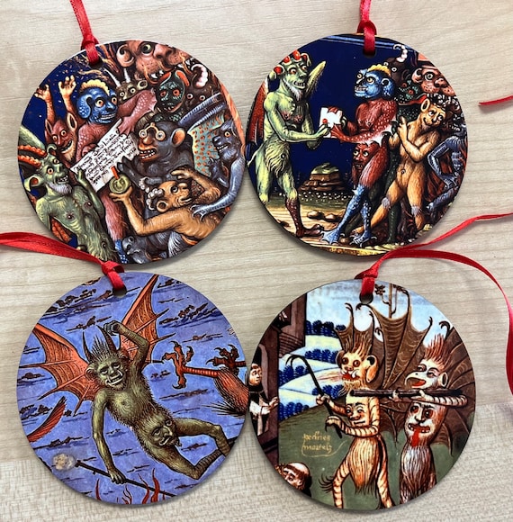 Cute Medieval Demon tree decorations - Double sided