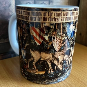 Quest for the Holy Grail Mug verdure with deer and shields tapestry by William Morris image 4