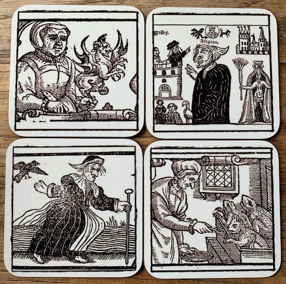 Witch Pamphlet coasters - set of 4