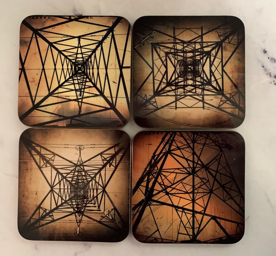 Pylon coasters - set of 4 coloured