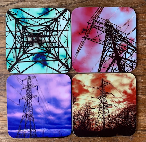 Pylon coasters (bright colours)  - set of 4