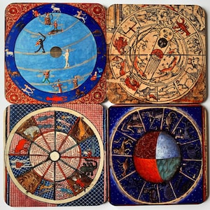 Sous-bocks médiévaux Carte du zodiaque - lot de 4