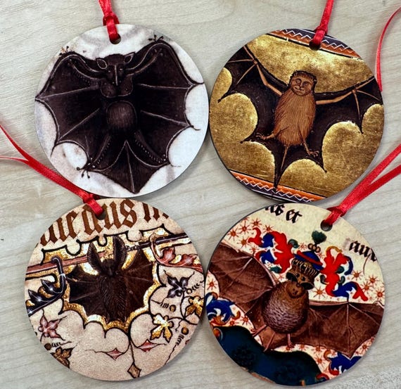 Medieval Bat Tree Decorations - Double sided