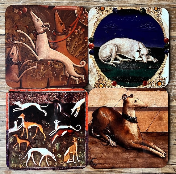 Medieval Greyhound coasters - set of 4