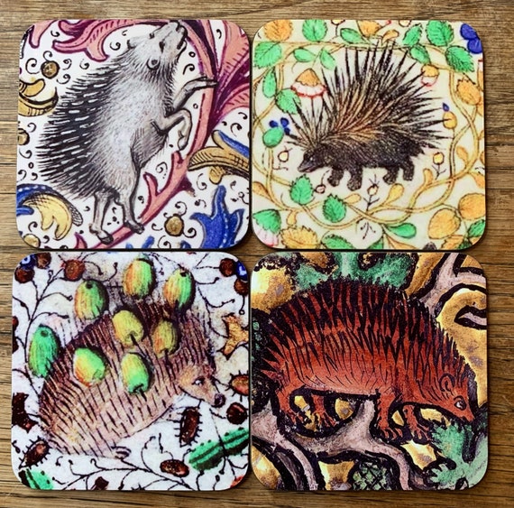 Medieval Hedgehog coasters - set of 4