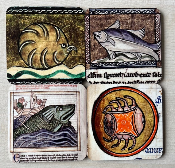 Medieval Sea Life Coasters - set of 4