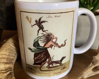Witch with devil mug