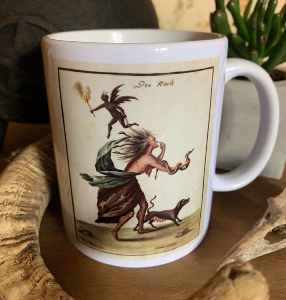 Witch with devil mug