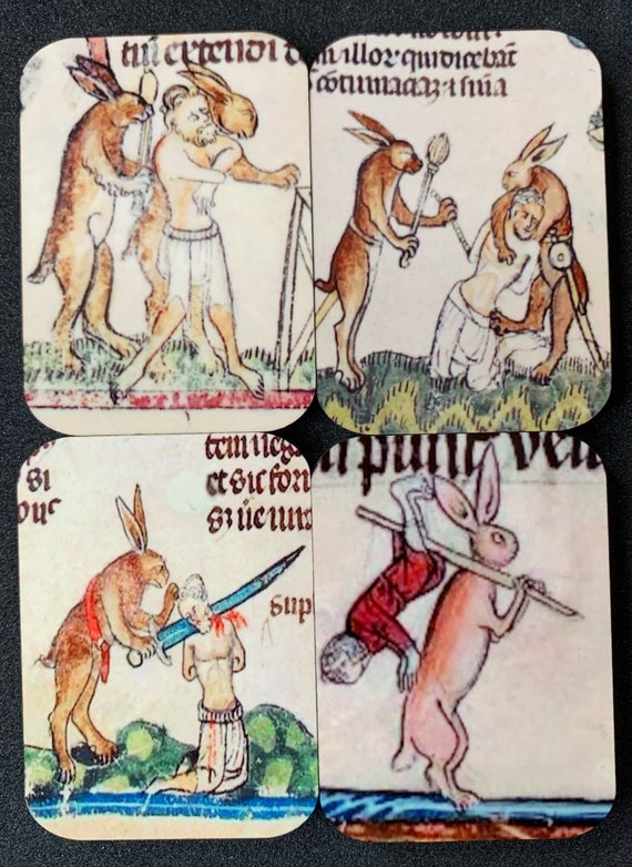 Medieval Murder Rabbit Fridge Magnets