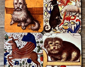 Medieval dog coasters - set of 4
