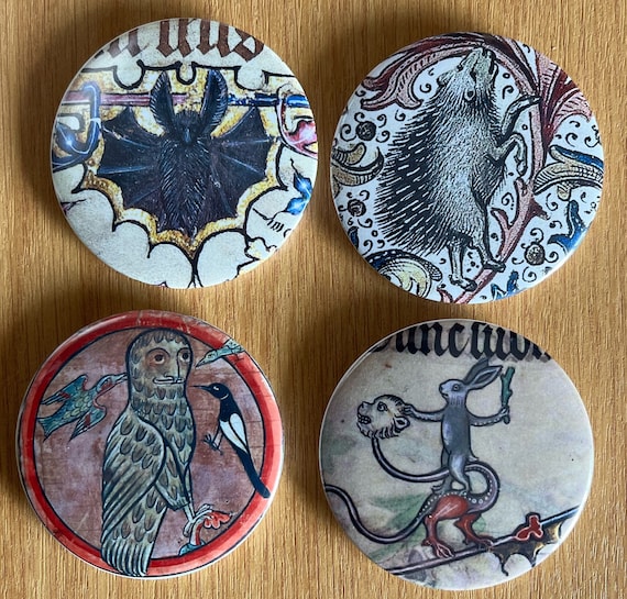 Medieval Animal Badge 32mm  - choose from 4 designs