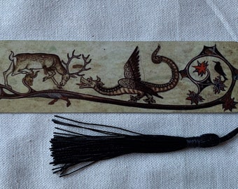 Medieval Dragon and Stag Bookmark (aluminium) - Choose from 3 sizes