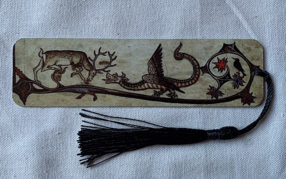 Medieval Dragon and Stag Bookmark (aluminium) - Choose from 3 sizes