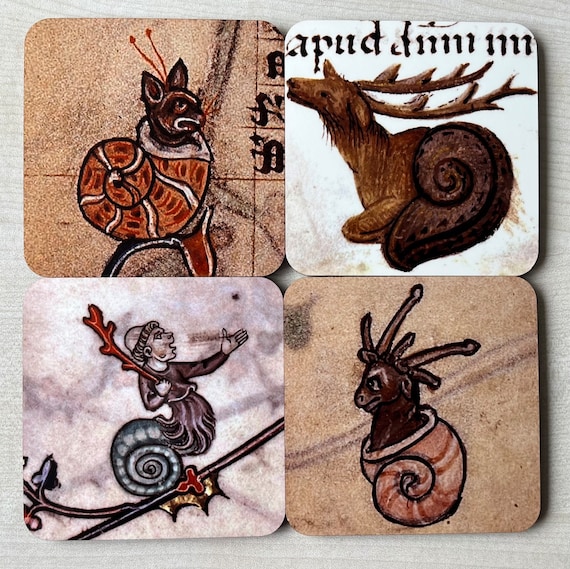 Medieval Snail Hybrid Coasters - set of 4