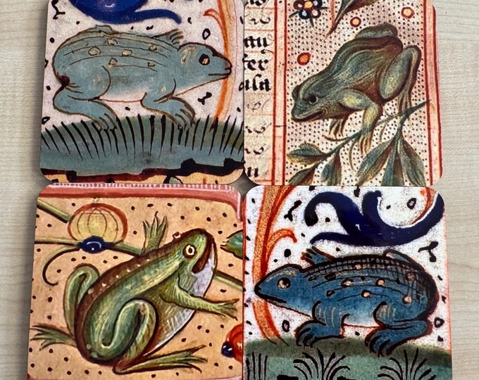 Medieval Frog coasters - set of 4