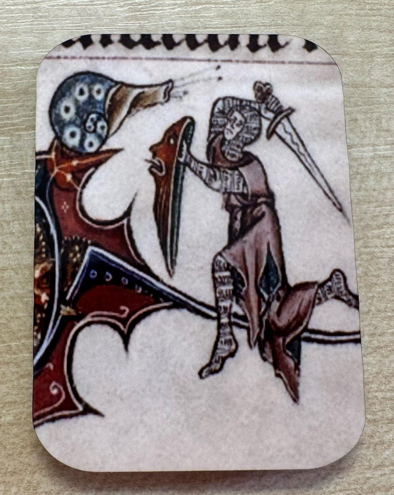 Medieval Knight vs Snail Fridge Magnets - set of 4 image 2