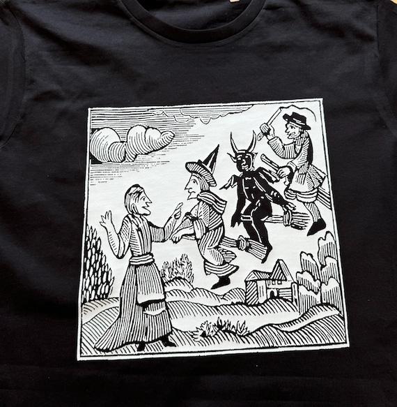 LADIES T Shirt - Witches on a room (white image)