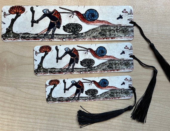 Medieval Knight and Snail Bookmark (aluminium) - Choose from 3 sizes