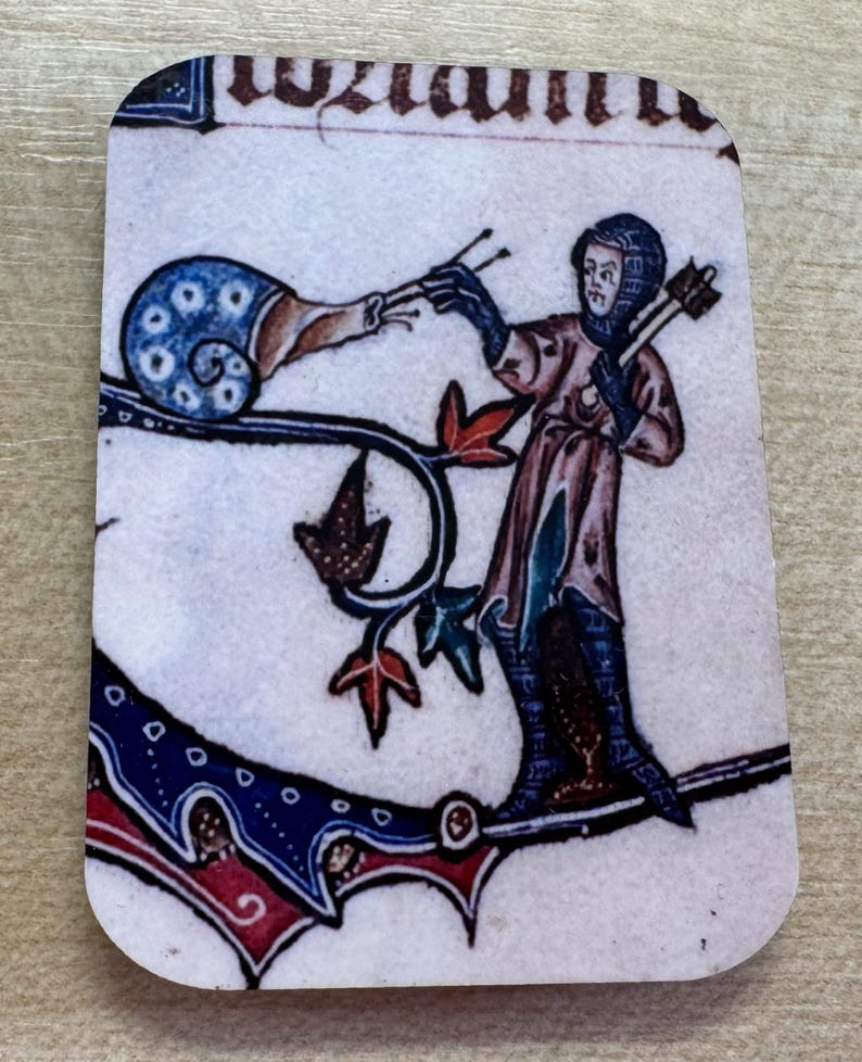 Medieval Knight vs Snail Fridge Magnets - set of 4 image 1