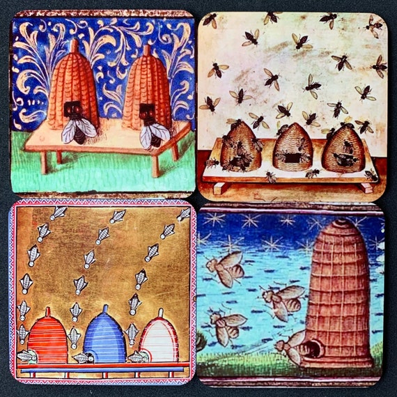 Medieval Bee coasters - set of 4
