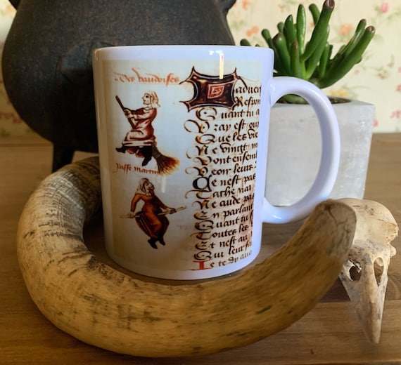 Early Witch on Broomstick mug