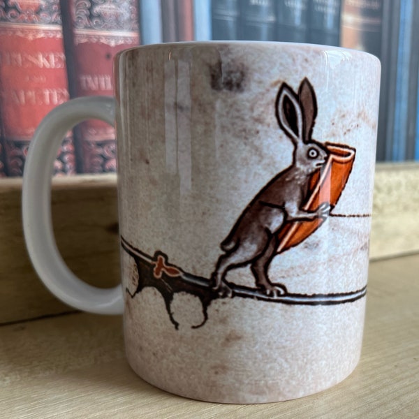 Medieval Duelling Rabbit and Knight Mug