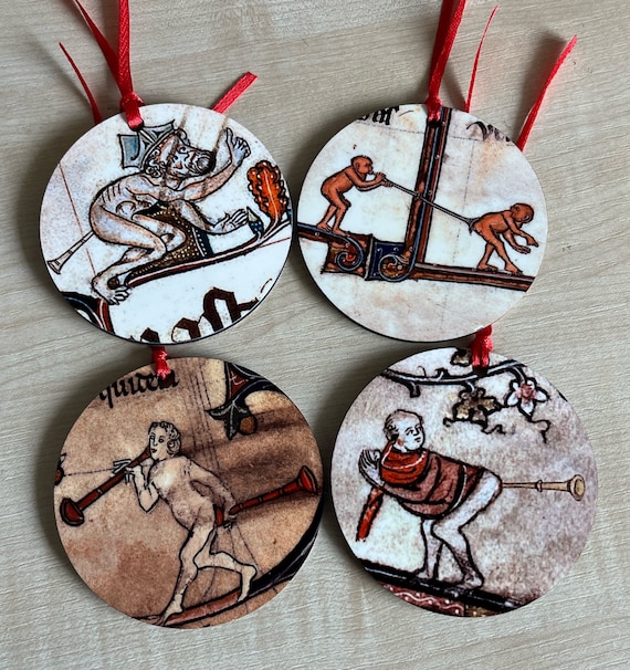 Medieval Butt Trumpet Tree Decorations - Double sided