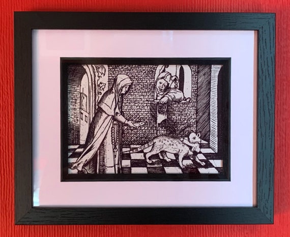 Medieval Penis Stealing Cat Framed Print