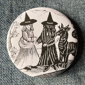Woodcut Witches Button Badges 32mm - Choose from 4 designs image 2