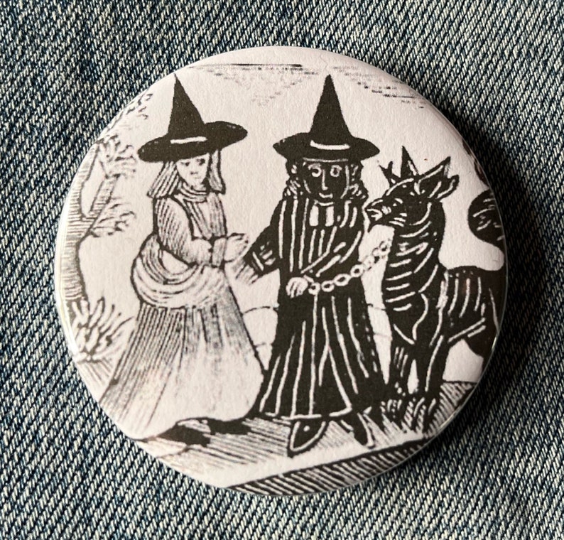 Woodcut Witches Button Badges 32mm - Choose from 4 designs image 2