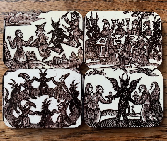 Woodcut Witch Fridge Magnets