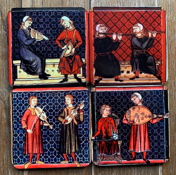 Medieval Minstrel coasters - set of 4