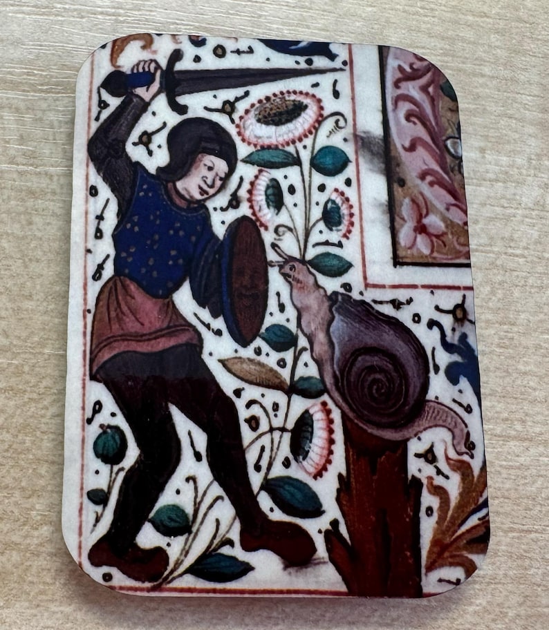 Medieval Knight vs Snail Fridge Magnets - set of 4 image 3