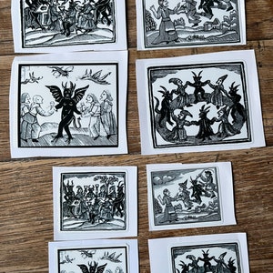 Woodcut witches Sticker - choose from various designs
