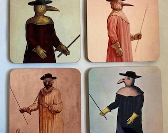 Plague Doctor coasters - set of 4