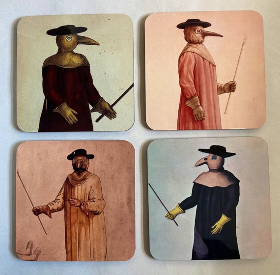 Plague Doctor coasters - set of 4
