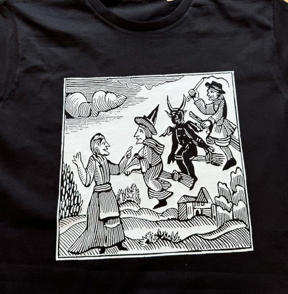 UNISEX T Shirt - Witches on Broom (white image)