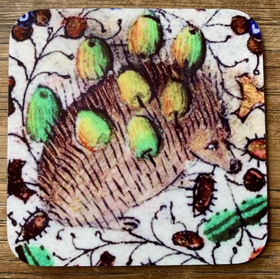 Bug Art Hattie Hedgehog Ceramic Square Coaster – Dragon Pattern, Multicolored