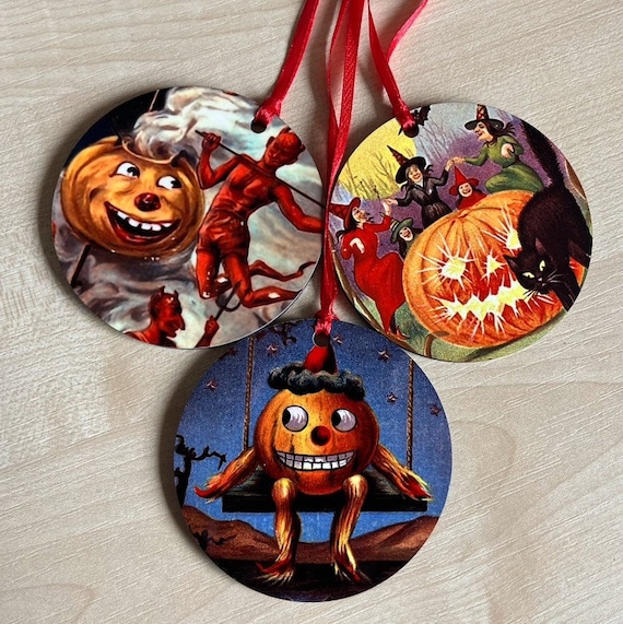 Vintage Pumpkin Tree Decorations - double sided
