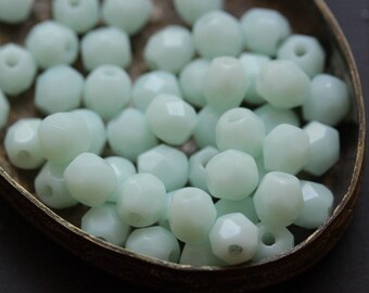 Minty Green - Czech Firepolished Beads 4mm (3614-50)